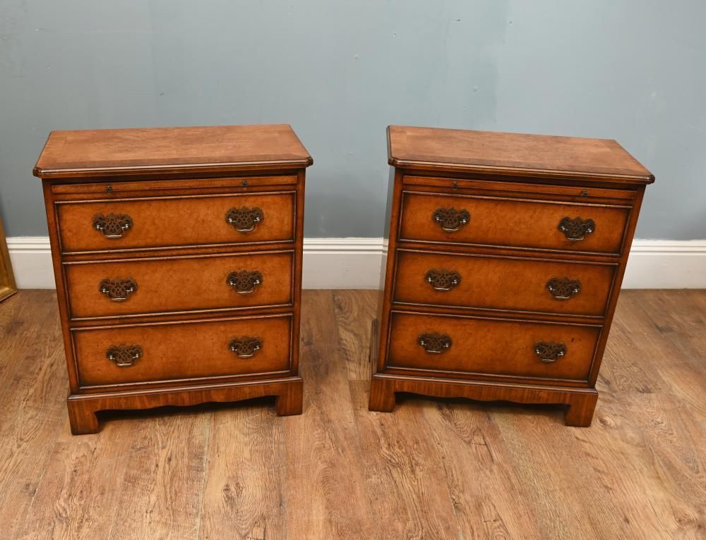 Pair Walnut Bachelors Chests Georgian Revival Bedside Cabinet photo furniture