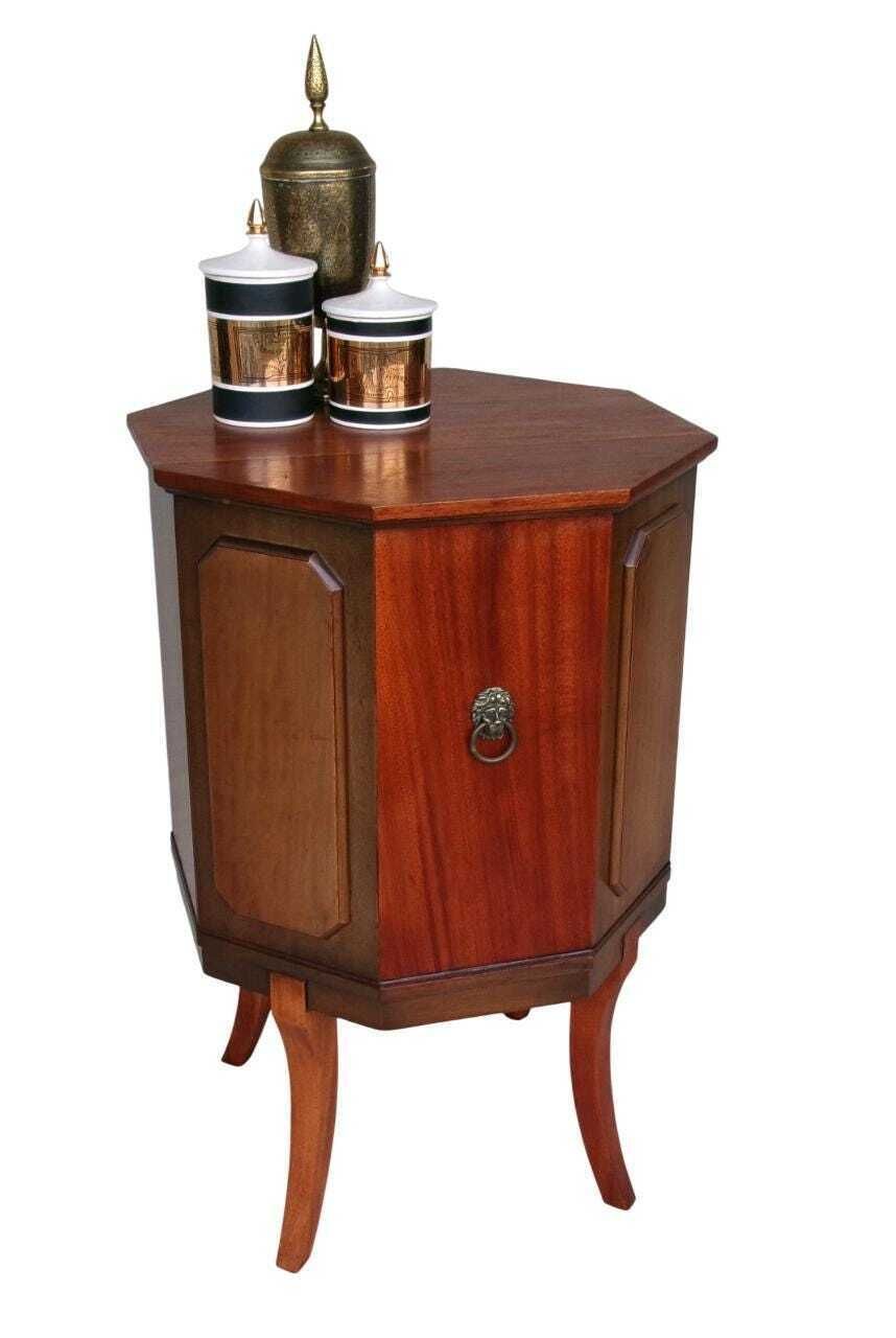Mid Century Cellarette Drinks Cabinet, Mahogany Gin Liquor Cupboard, Octagonal, Vintage Bar photo furniture