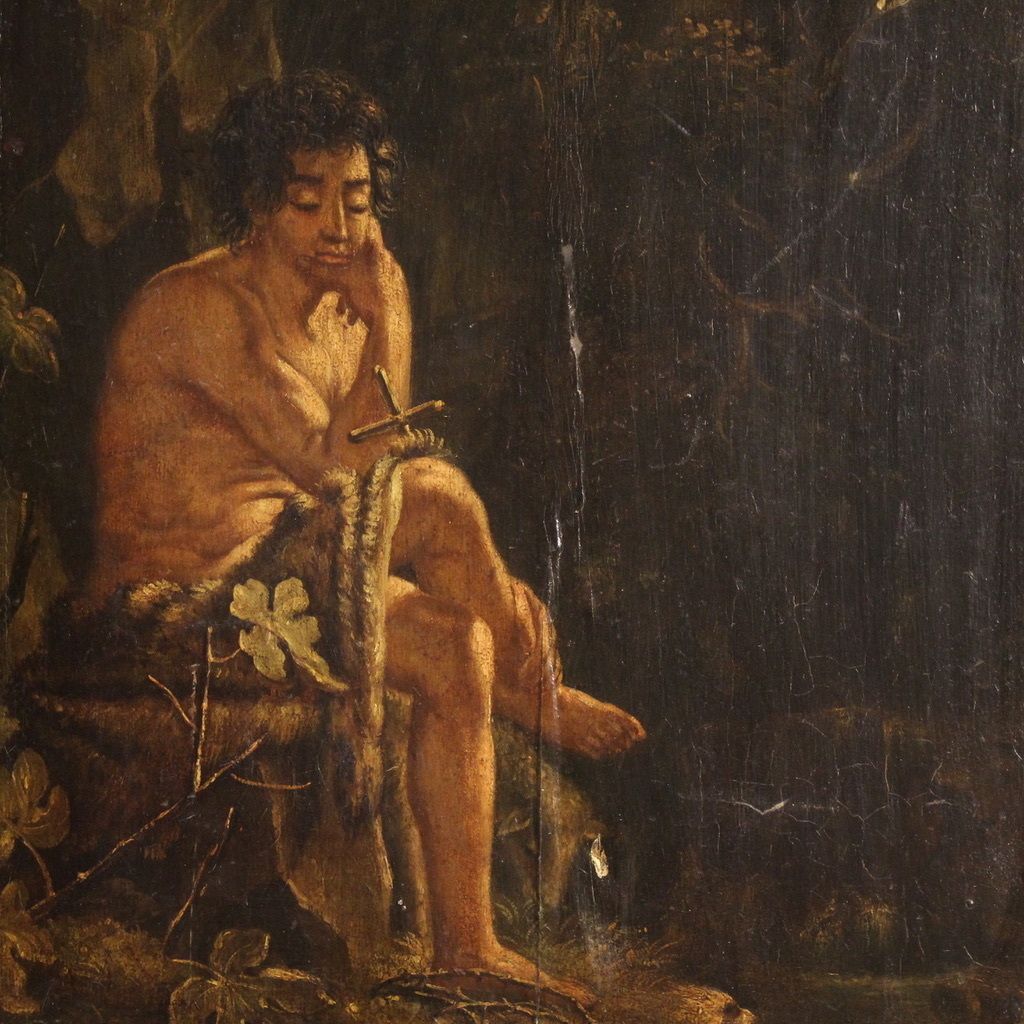 Antique French Painting Of St. John The Baptist From The 18th Century photo furniture