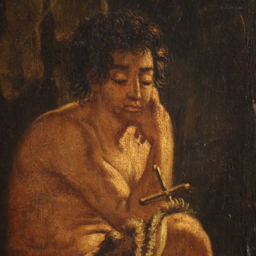 Antique French Painting Of St. John The Baptist From The 18th Century photo Art