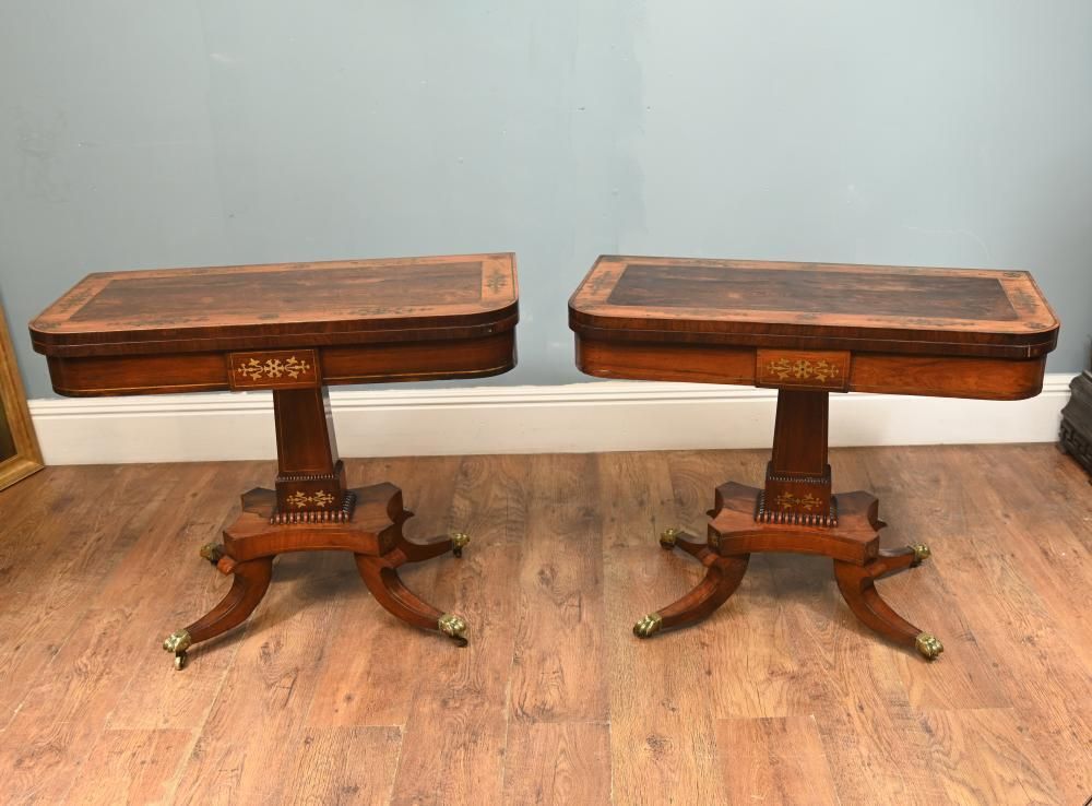 Period Regency Card Tables Games Brass Inlay 1810 photo furniture