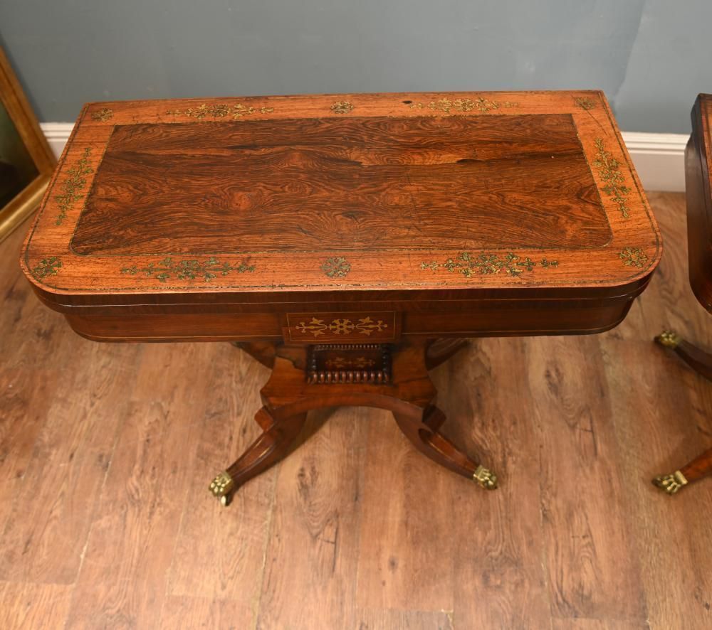 Period Regency Card Tables Games Brass Inlay 1810 photo for sale