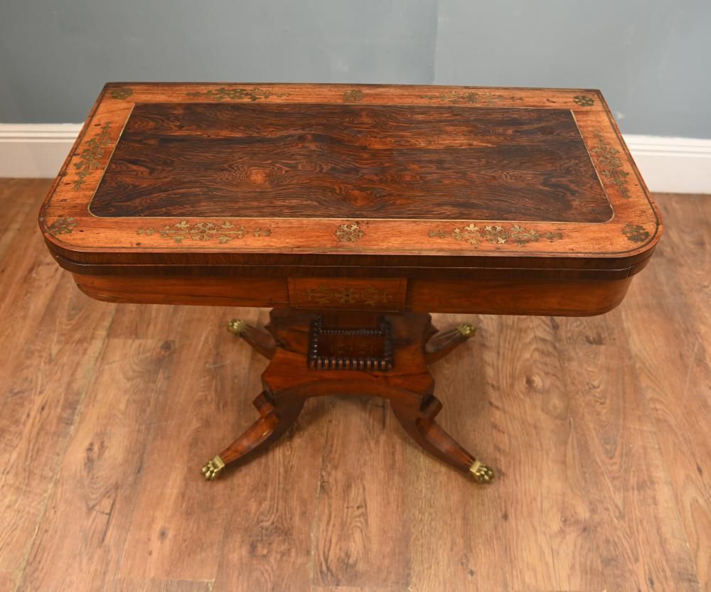 Period Regency Card Tables Games Brass Inlay 1810 photo vinterior