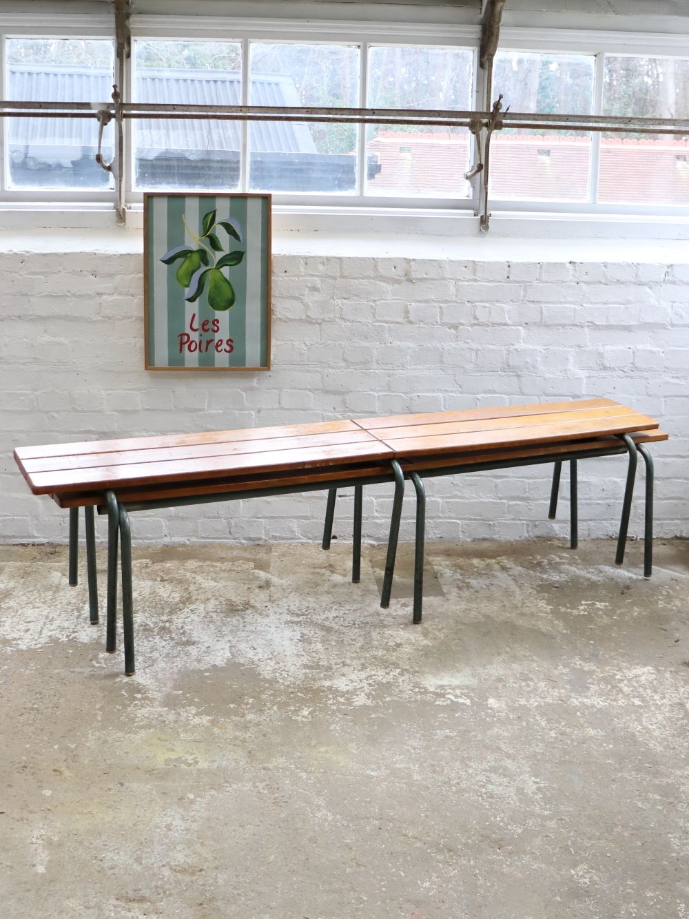 Furniture Vintage Mullca French School Bench   Adult Height photo