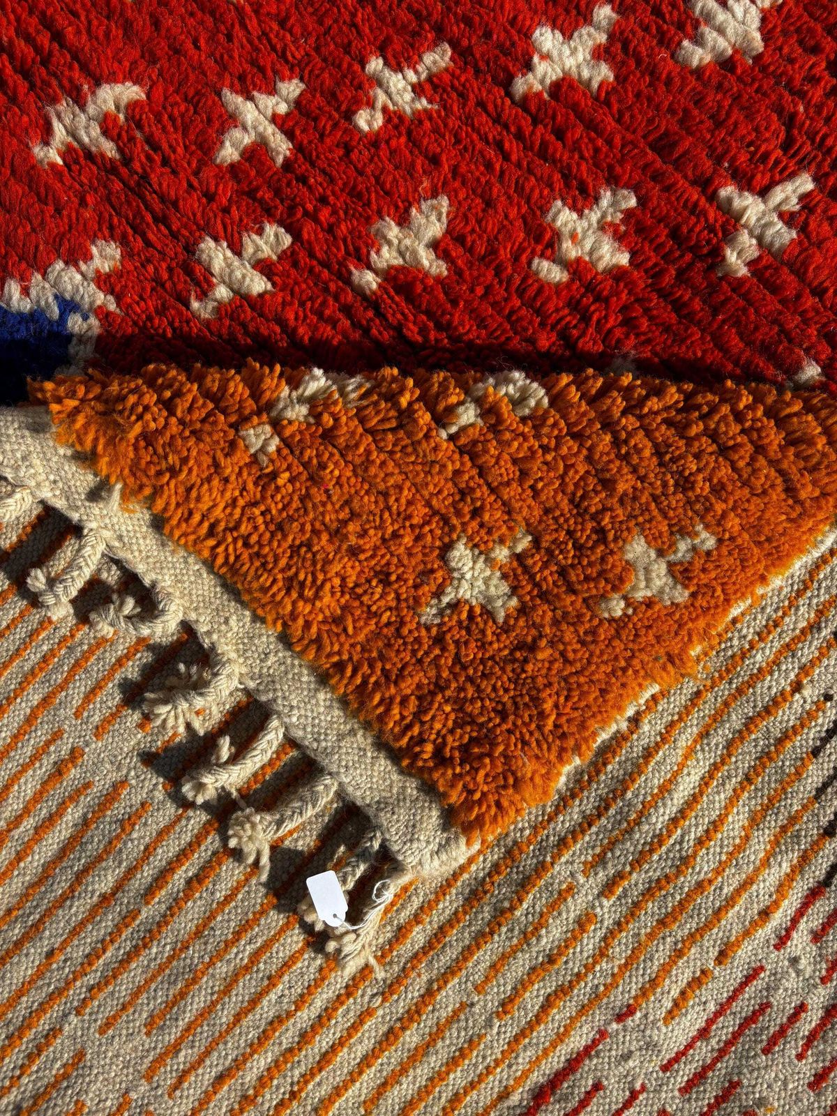 Orange Moroccan Boujad Rug 180x280 Cm Wool Carpet – Rug For Modern Interiors – Handmade By Berber Women photo for sale