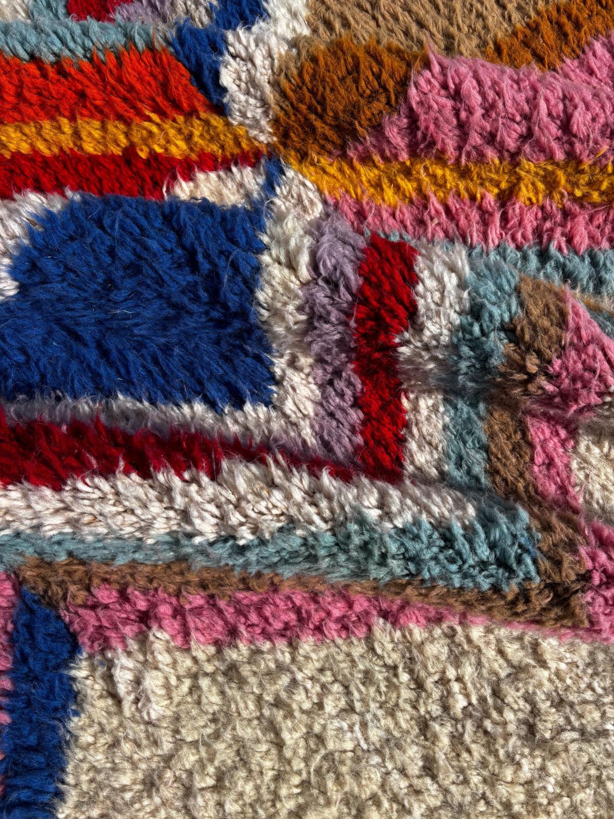 Berber Colorful Moroccan Beni Ourain Wool Rug 220x300 Cm   Berber Moroccan Rug   Handmade Boho Floor Carpet With Bold Multicolor Patterns photo vinterior