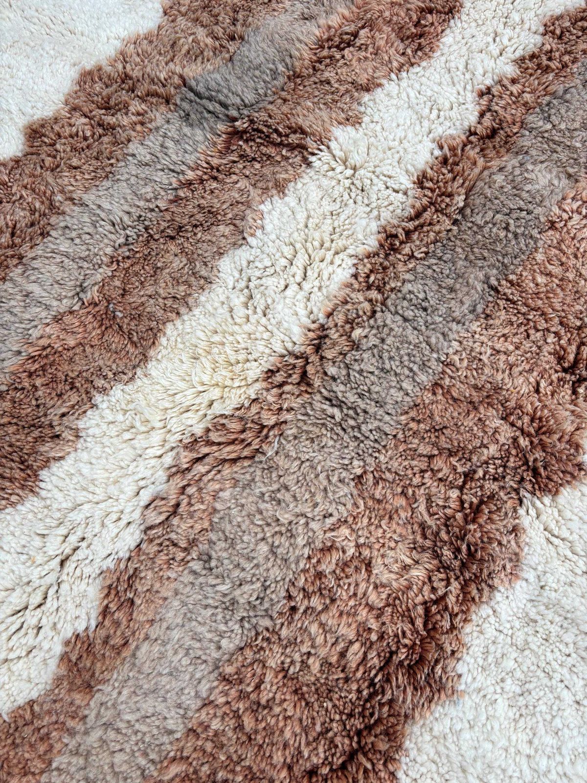 Moroccan Mrirt Rug Handmade Wool 230x300 Cm – Modern Berber Rug – Cream Orange Yellow Area Rug – Contemporary Decor photo vintage