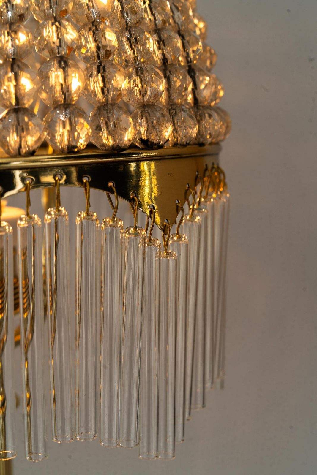 755.0 Art Deco Table Lamp With Cut Glass Shade And Glass Sticks Vienna Around 1920s photo