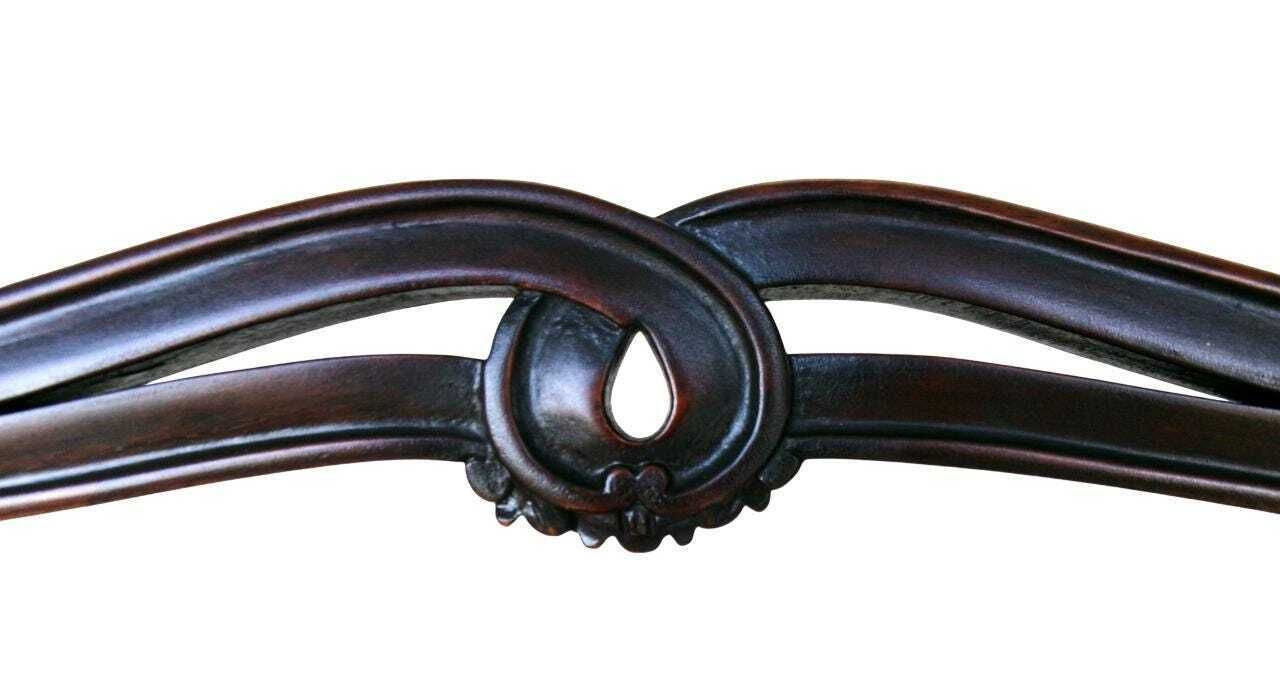 5 Late Georgian Mahogany Dining Chairs, Chippendale Style Ribbon Ladderback, Leather Seat, Inc Carver photo vinterior