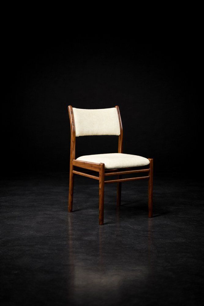 Mid Century Modern Danish Teak And Beige Fabric Chairs, 1960s, Set Of 4 photo furniture