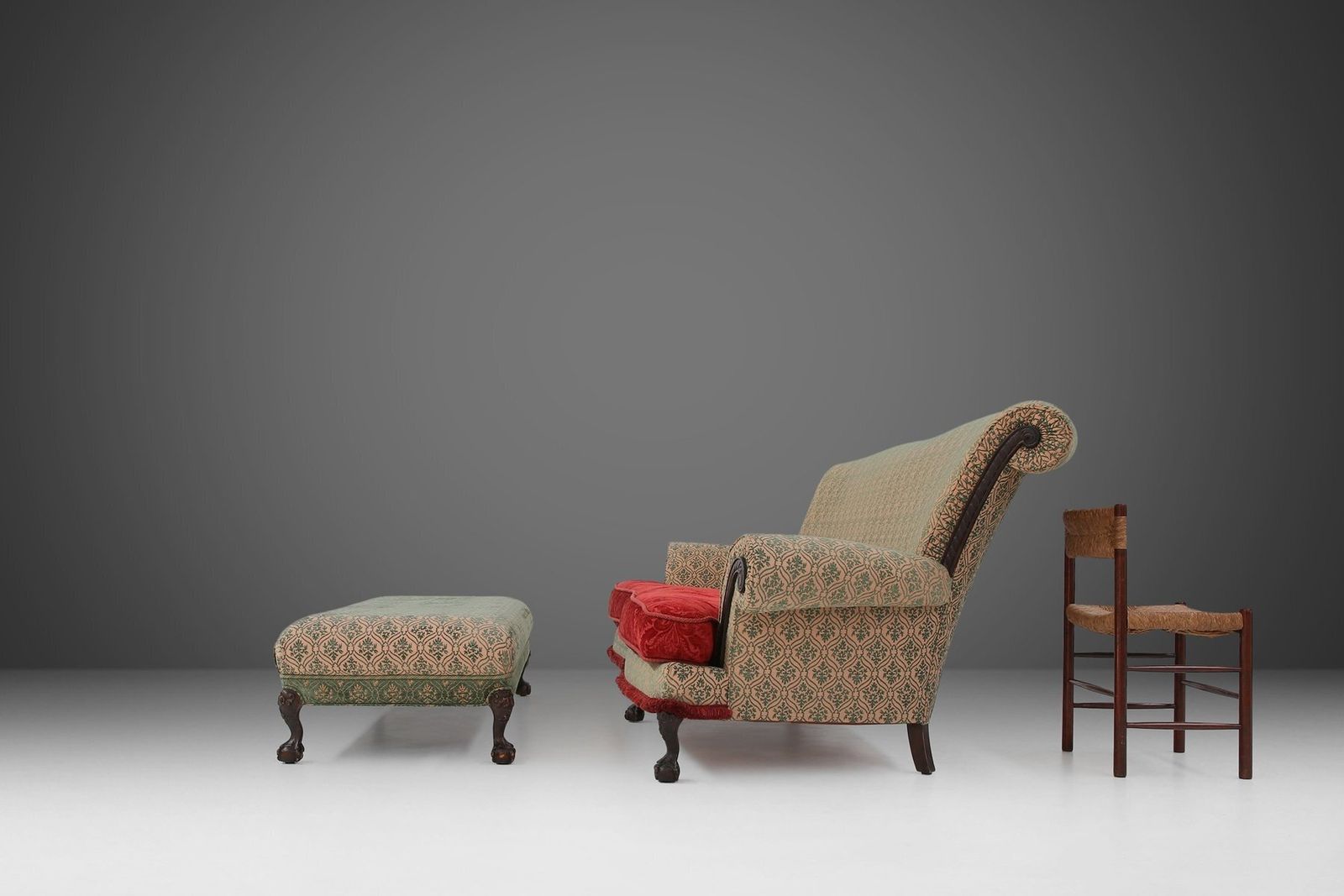 Large Set Of Victorian Sofa And Ottoman, United Kingdom, 1890s, Set Of 2 photo buy