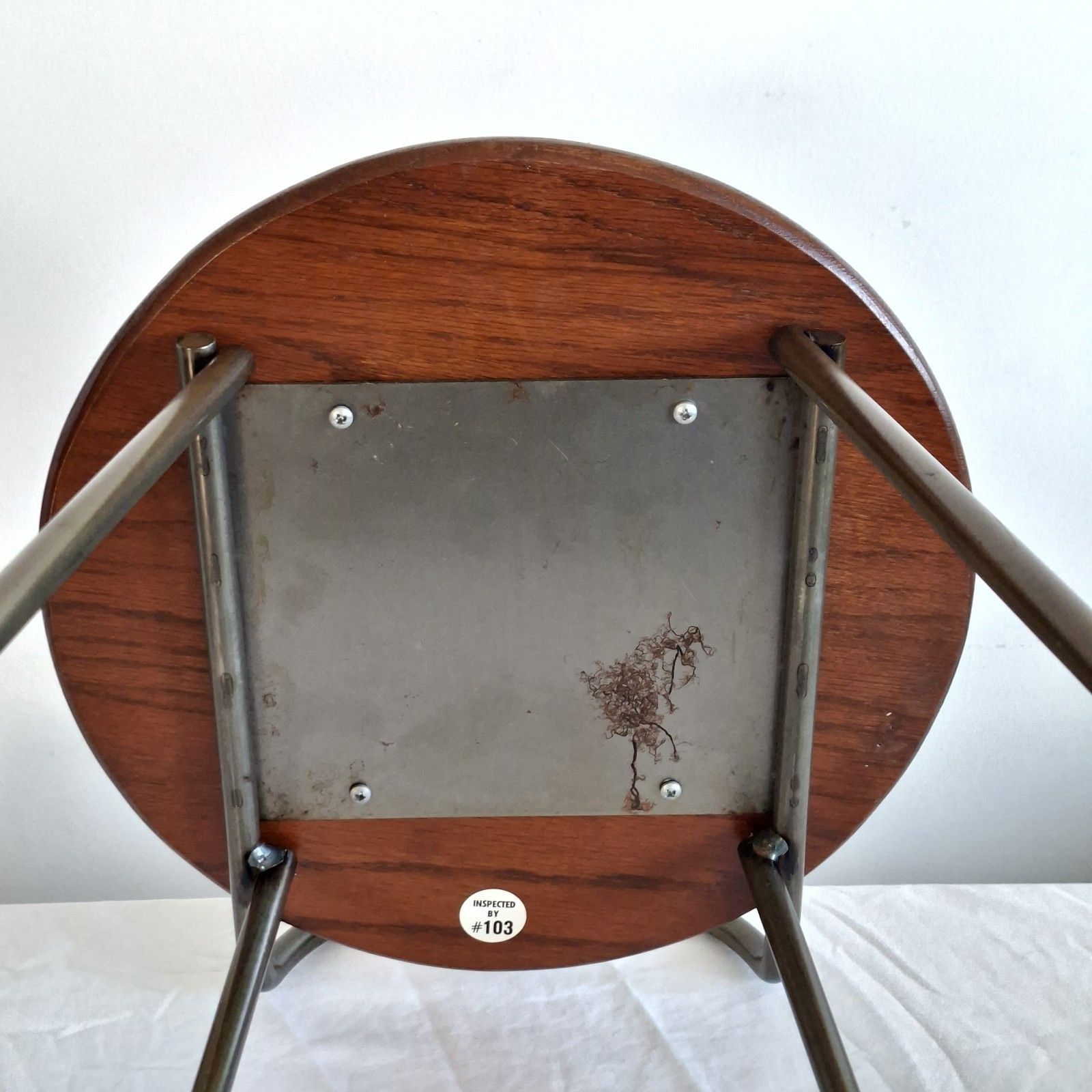 Crate & Barrel Tubular Steel Bar Stool Wood Seat Vintage photo vinterior