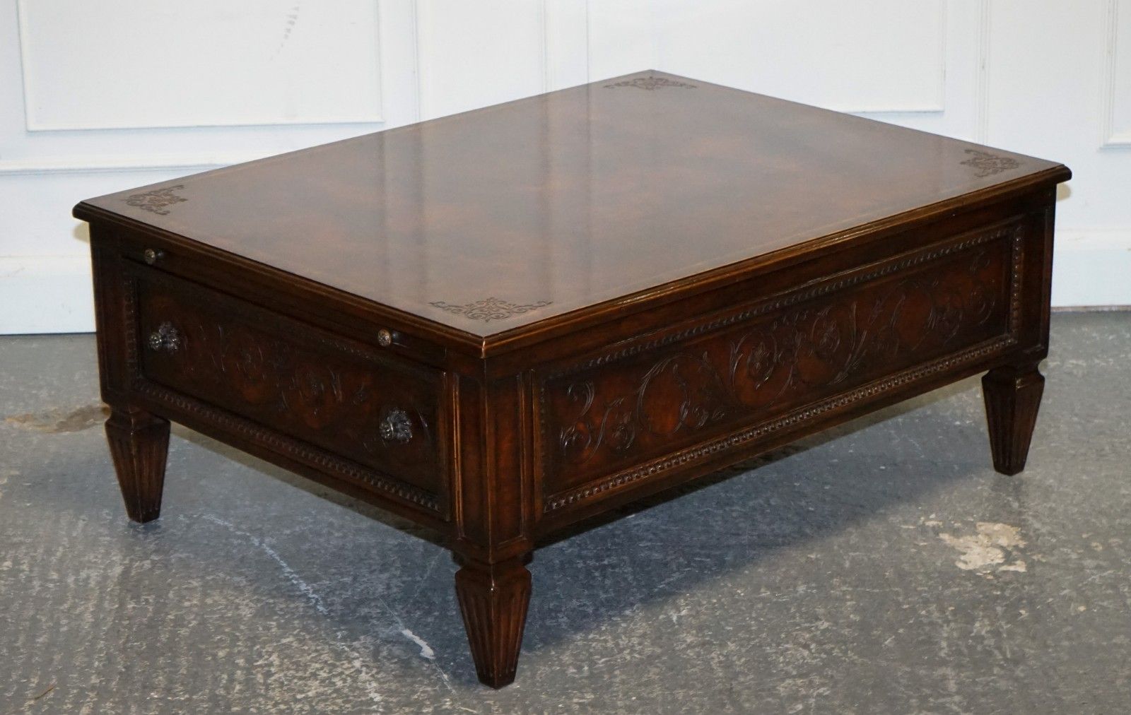 Stunning American Theodore Alexander Coffee Table Two Drawers & Butler Trays photo furniture