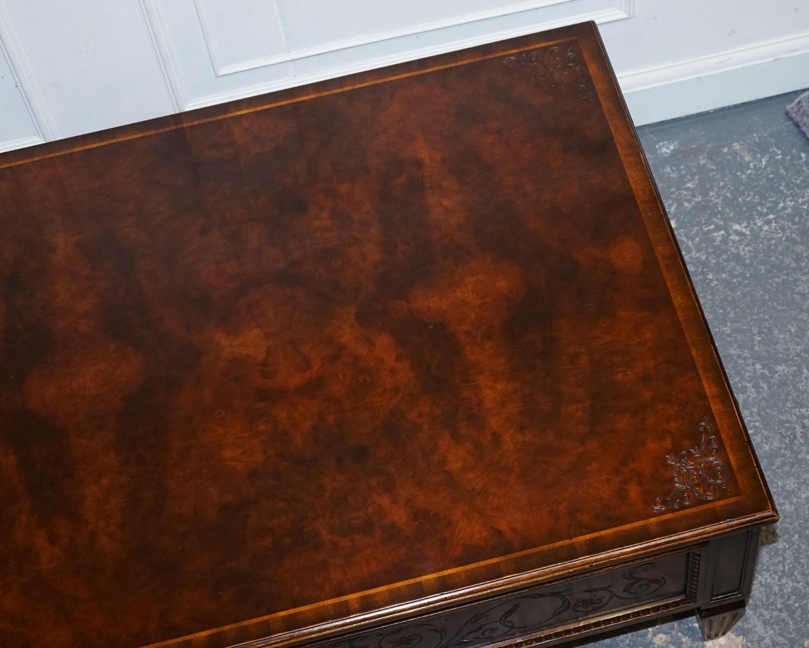 Stunning American Theodore Alexander Coffee Table Two Drawers & Butler Trays photo vintage