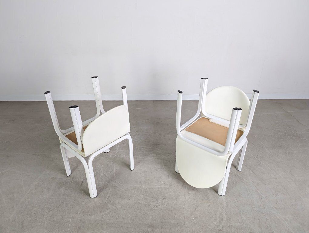Original 4 Piece Set Knoll Orsay Chairs Gae Aulenti Chair Leather Design photo vintage