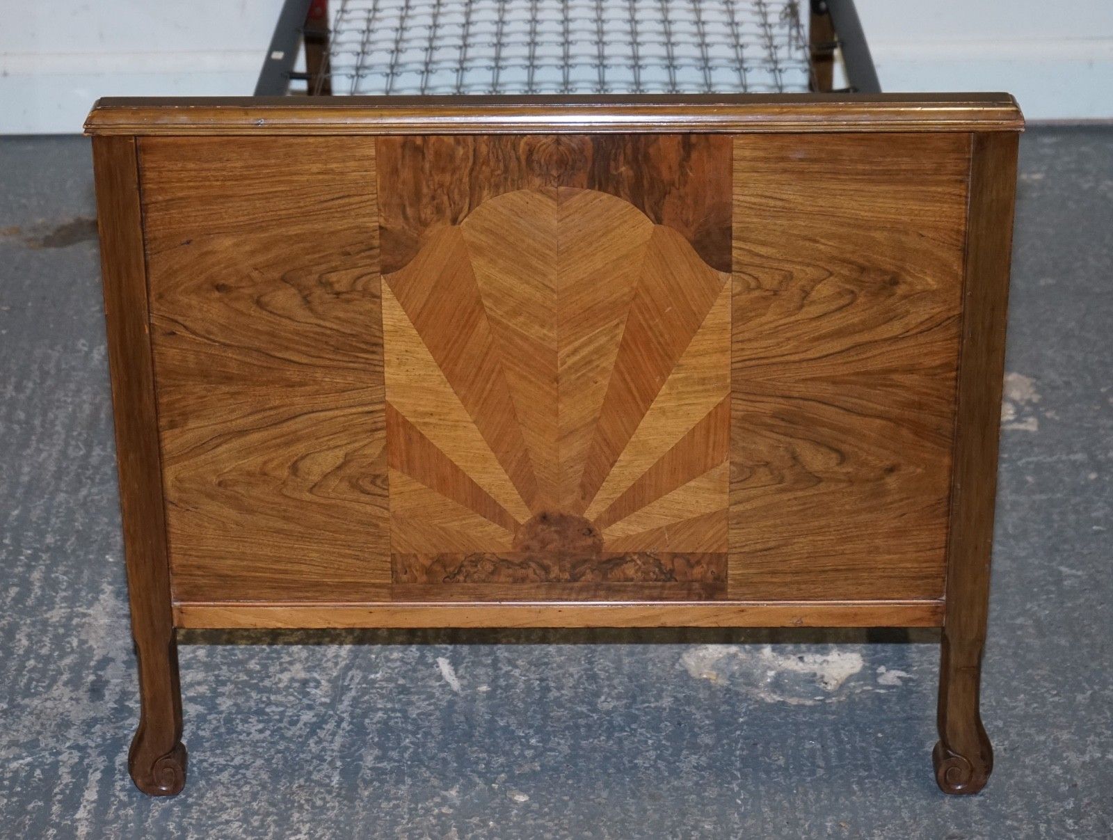 Furniture Art Deco Burr Walnut Decorative Inlaid Panels Single Bed (2/2) photo