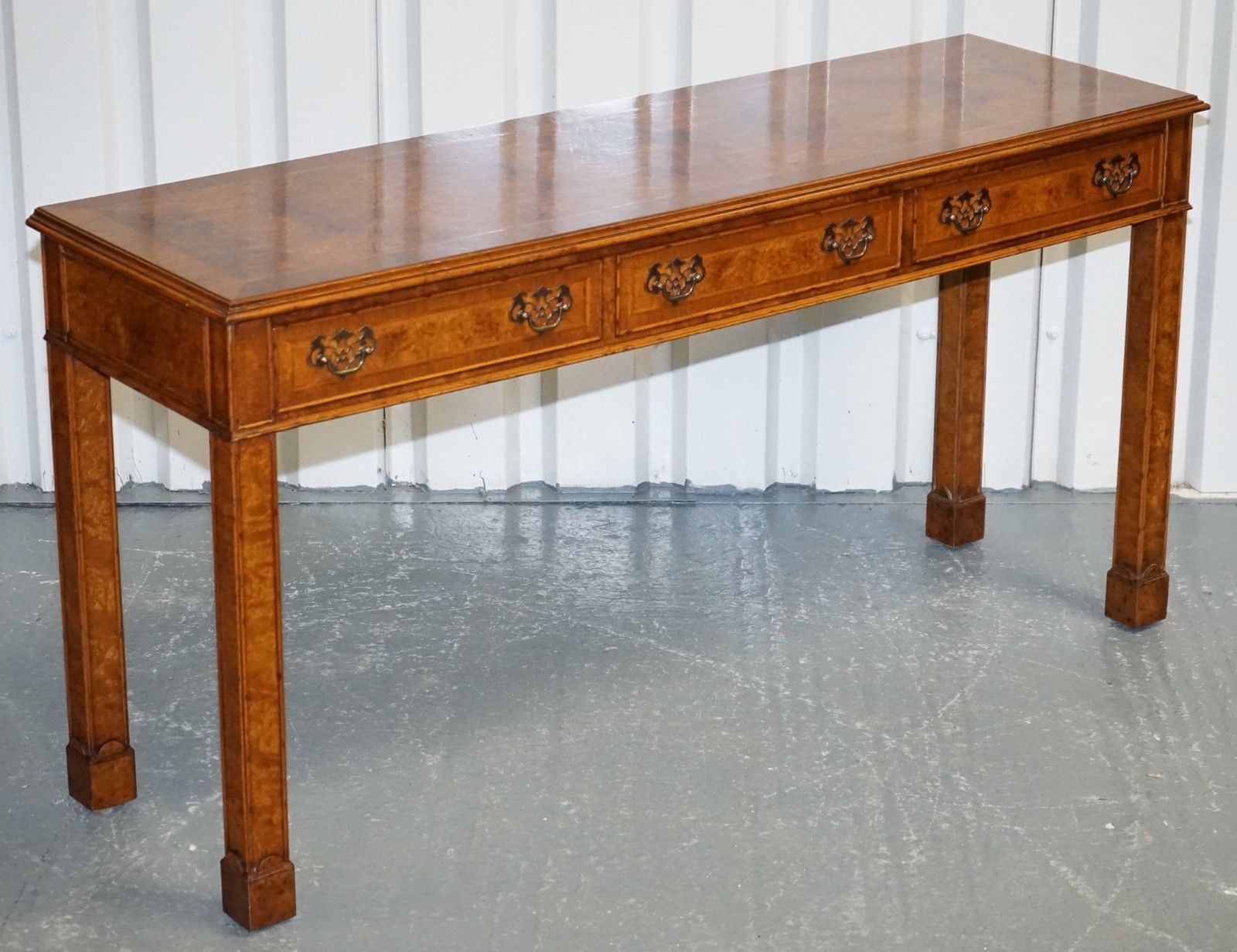 Georgian Style Brights Of Nettlebed London Burr Walnut Console Table photo furniture
