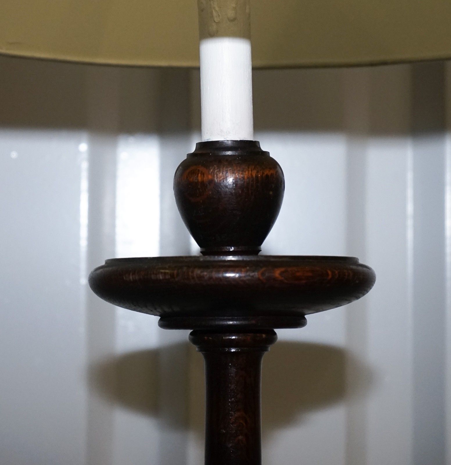 Antique Scottish Victorian Oak Floor Reading Library Floor Lamp photo vintage