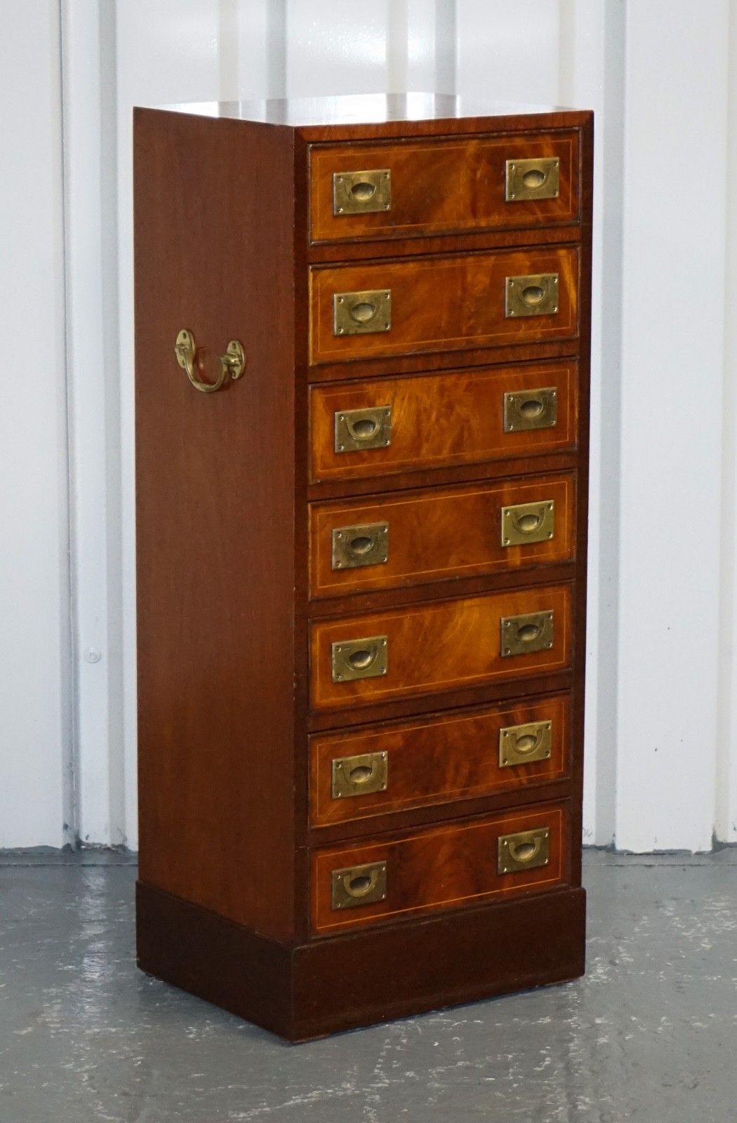 Military Campaign Style Tallboy Tall  Chest Of Drawers Brass Handles photo furniture