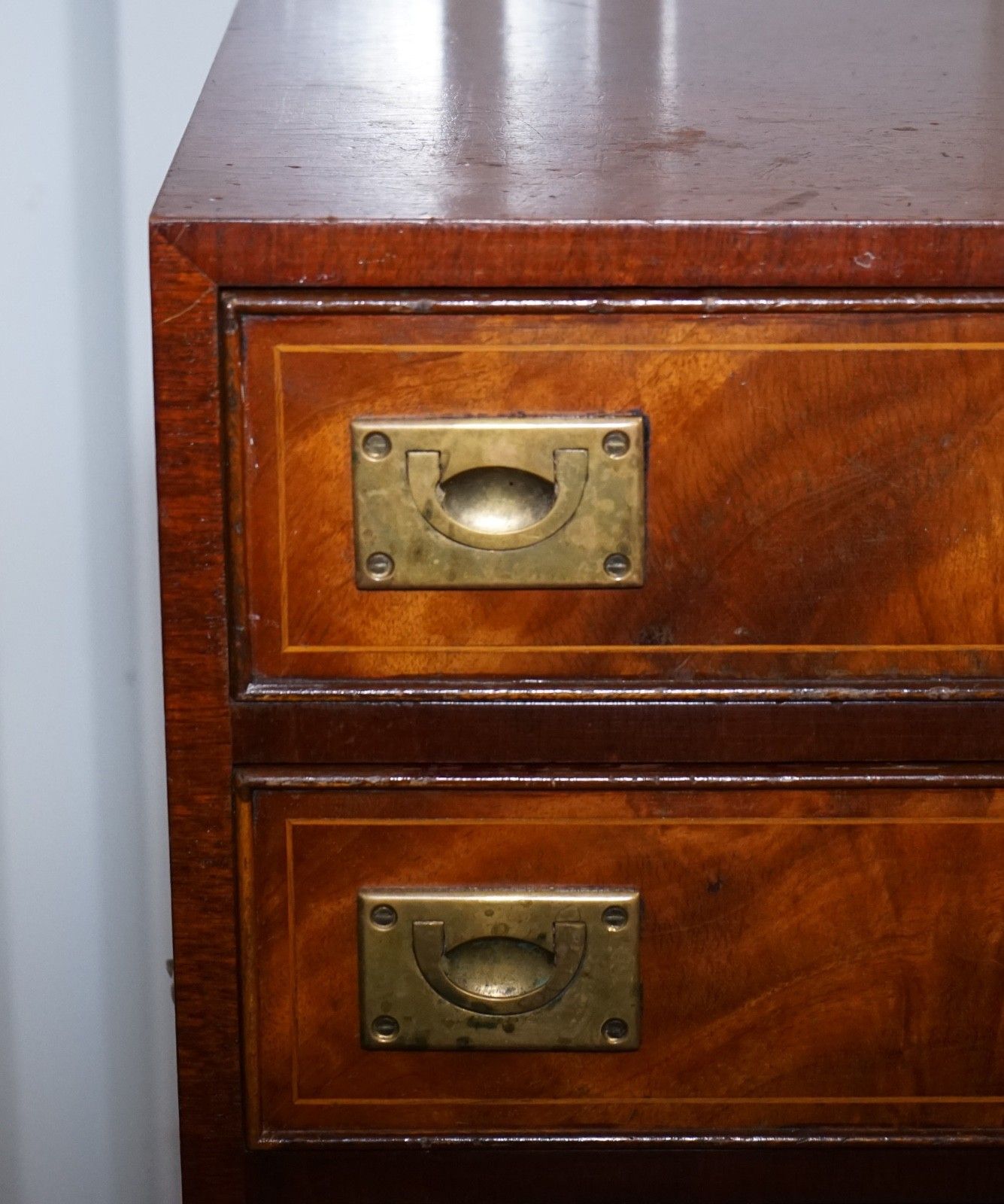 photo furniture Military Campaign Style Tallboy Tall  Chest Of Drawers Brass Handles