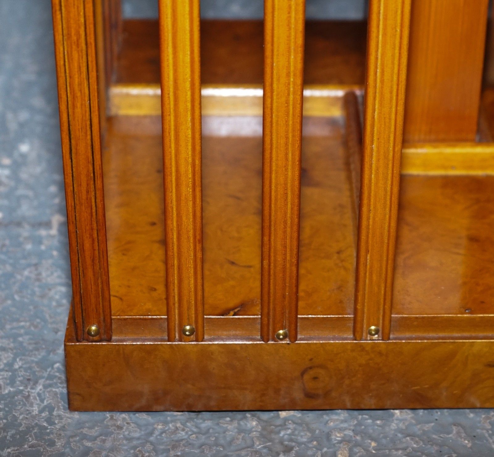 Restored Pair Of Antique Style Sheraton Revival Burr Walnut Bookcases Side Table photo buy