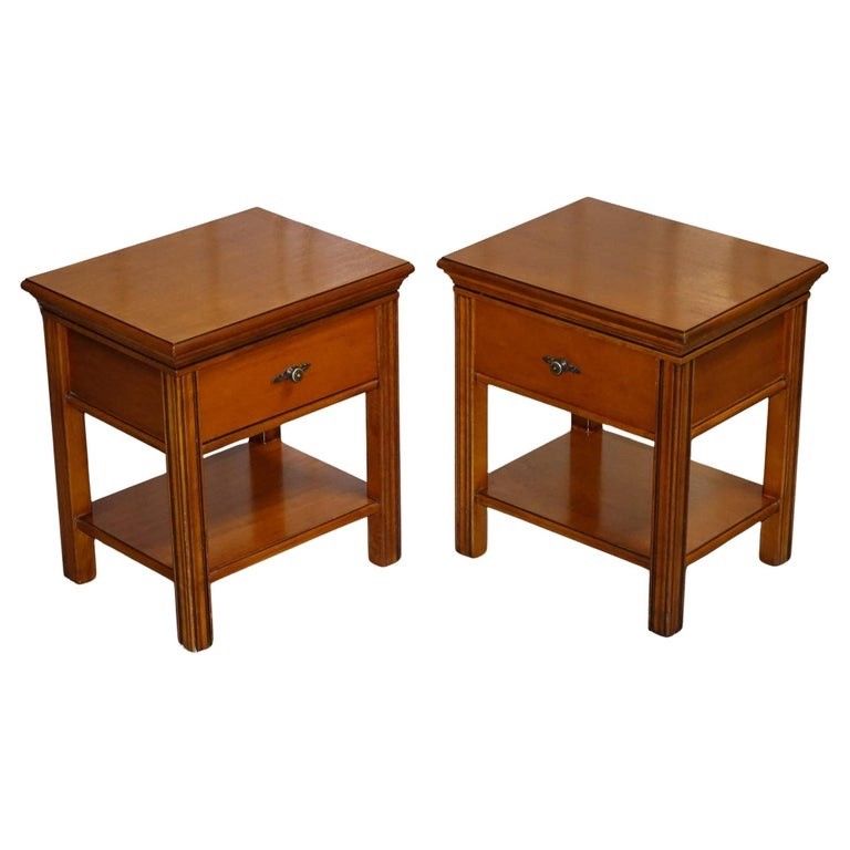 Vintage French Style Cherry Wood Nightstands Bedside Tables