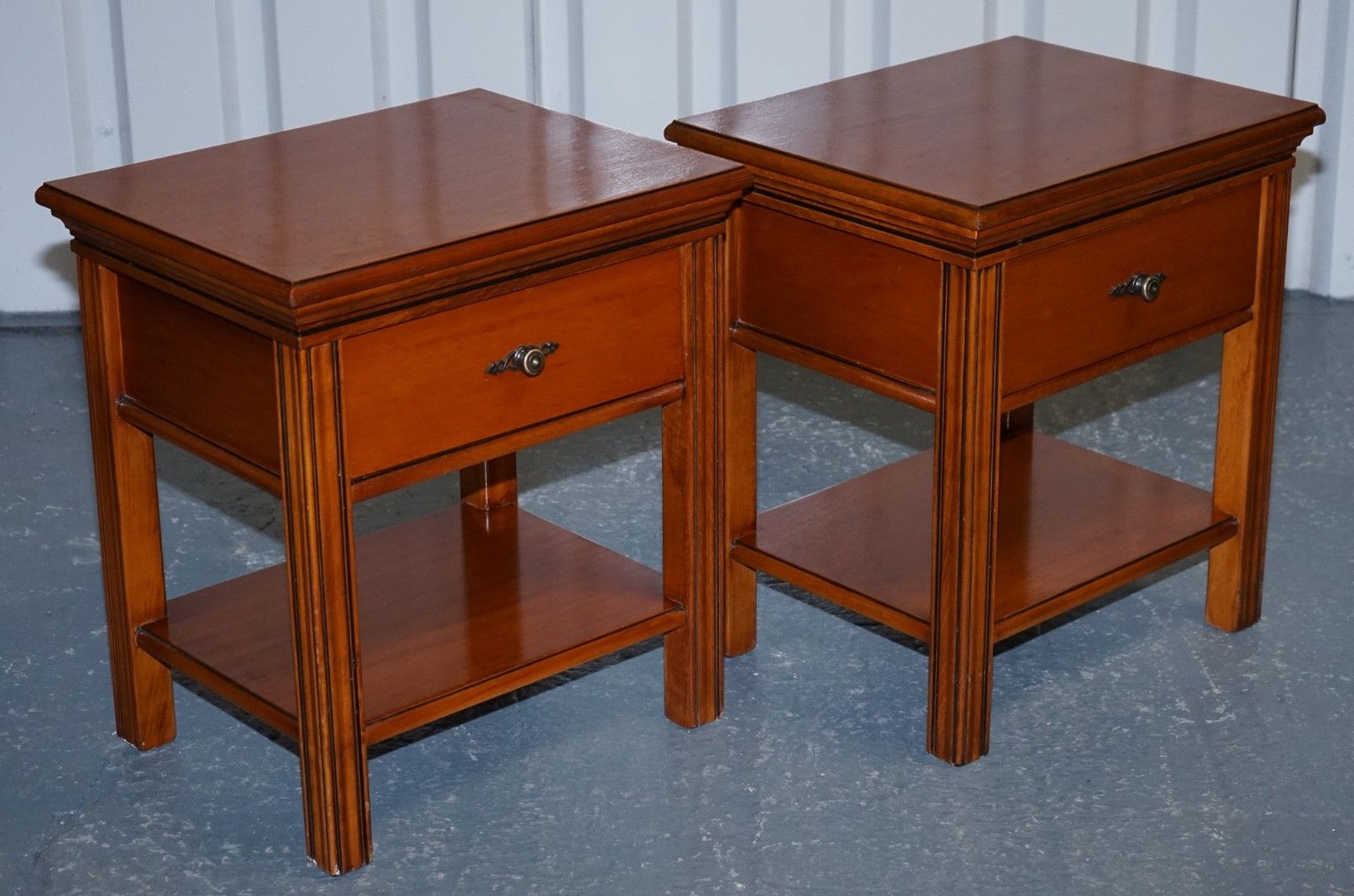Vintage French Style Cherry Wood Nightstands Bedside Tables photo for sale