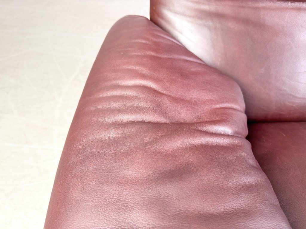 2x Cassina Maralunga Armchair + Ottoman Vico Magistretti Leather Brown photo vintage