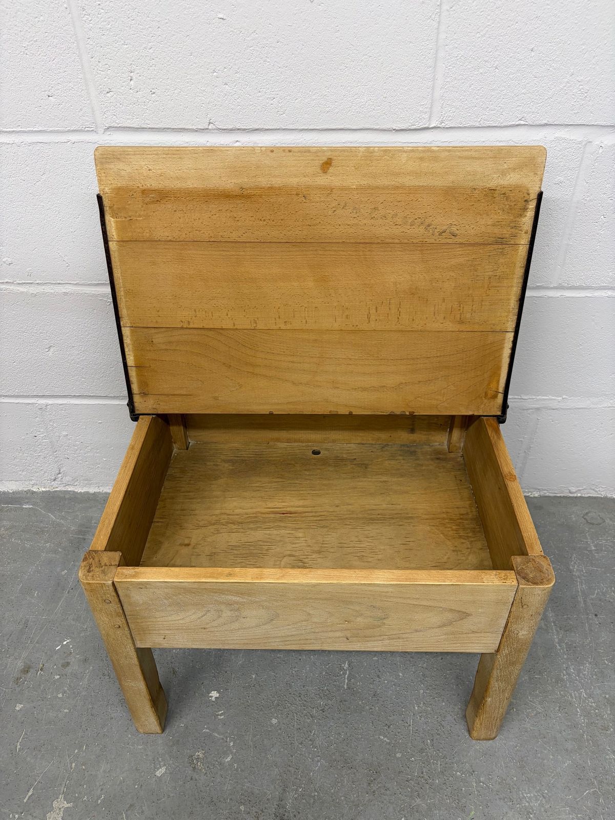 1950's Single Wooden School Desk With Lift Up Lid Modified photo buy