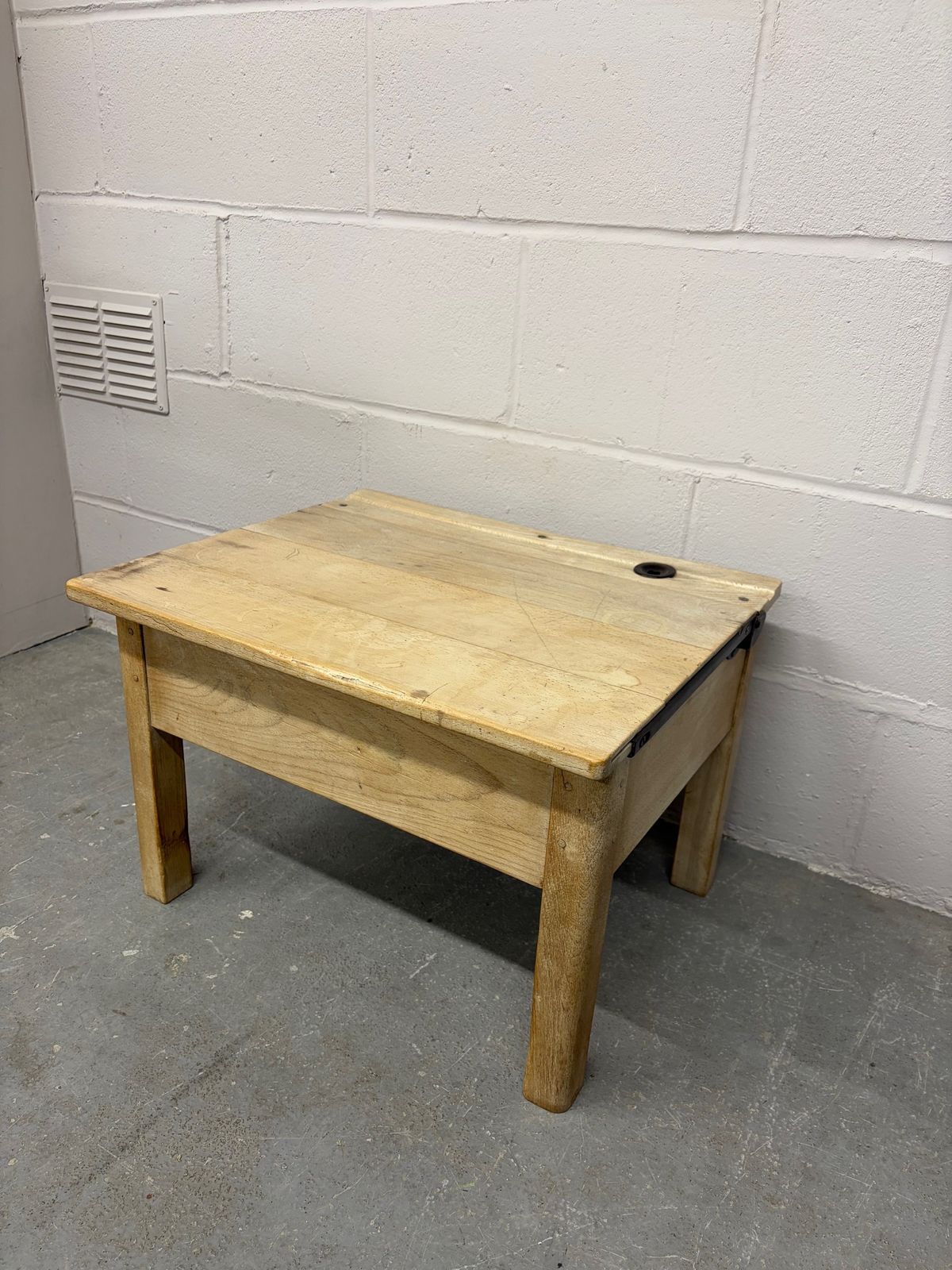 1950's Single Wooden School Desk With Lift Up Lid Modified photo vintage