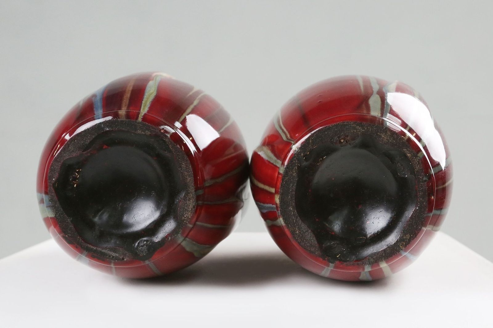 Home Decor Art Deco Sculptural Glazed Ceramic Vases, Belgium, 1930s, Set Of 2 photo
