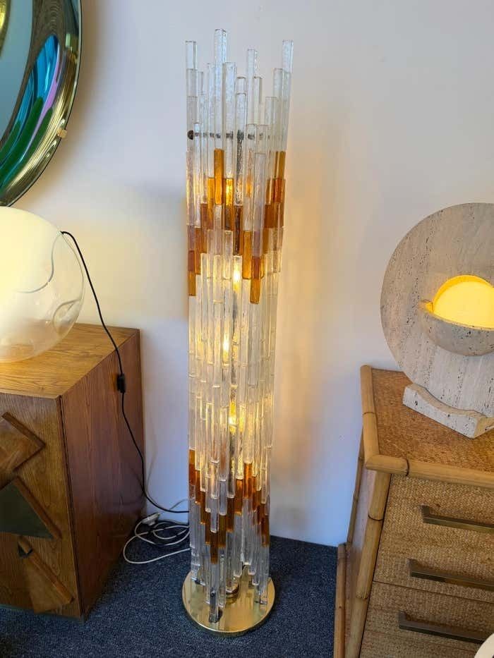 Mid Century Modern Glass Tower Floor Lamp By Poliarte, Italy, 1970s photo furniture
