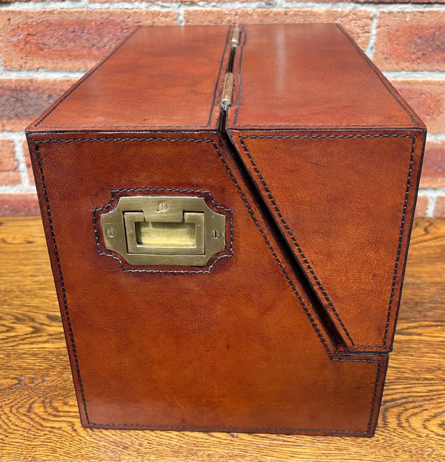 Quality Antique Style Leather Campaign Letter Writing Stationery Slope Box photo for sale