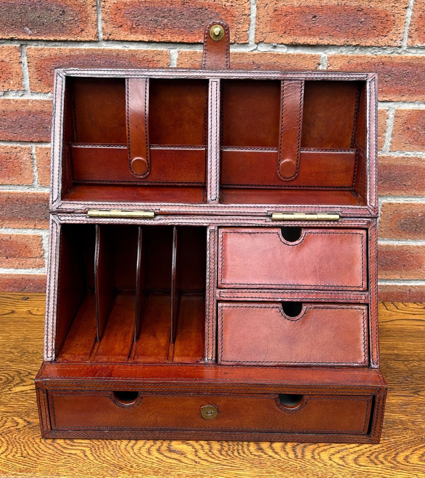 Quality Antique Style Leather Campaign Letter Writing Stationery Slope Box photo buy