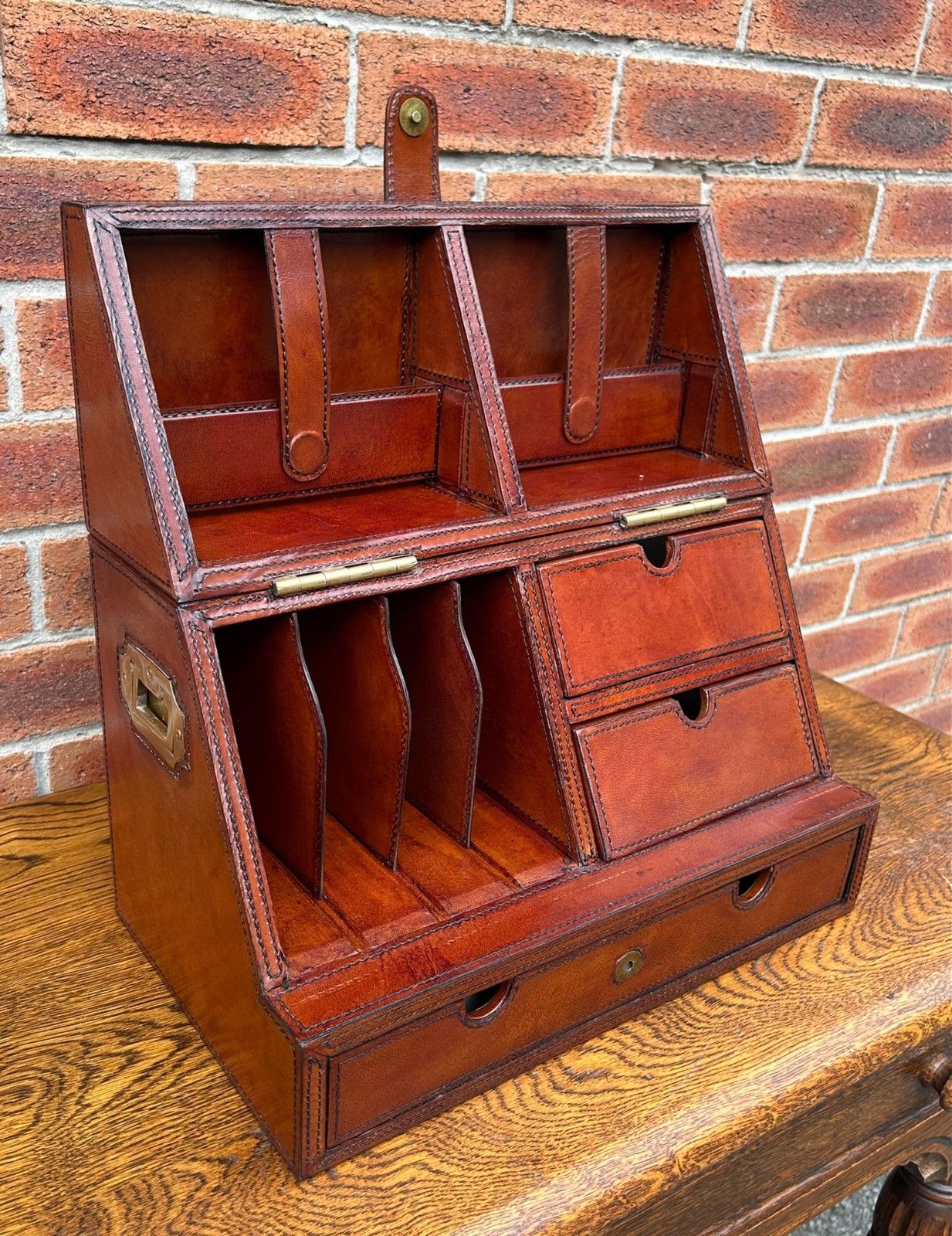 photo for sale Quality Antique Style Leather Campaign Letter Writing Stationery Slope Box