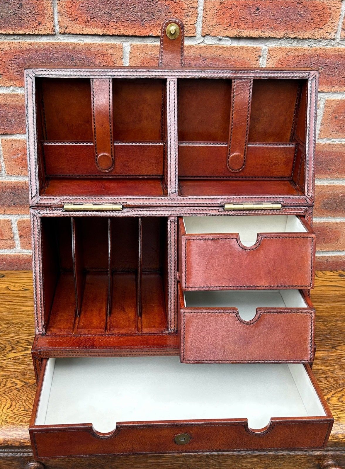 Home Decor Quality Antique Style Leather Campaign Letter Writing Stationery Slope Box photo