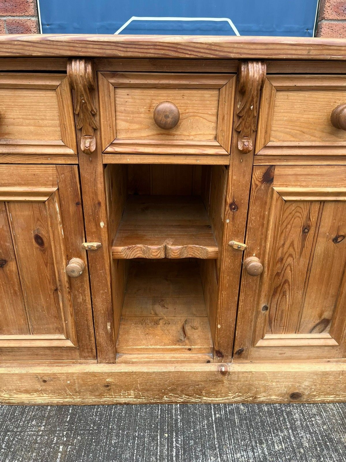 photo buy Vintage Victorian Style Reclaimed Rustic Pine Farmhouse Sideboard Dresser Base