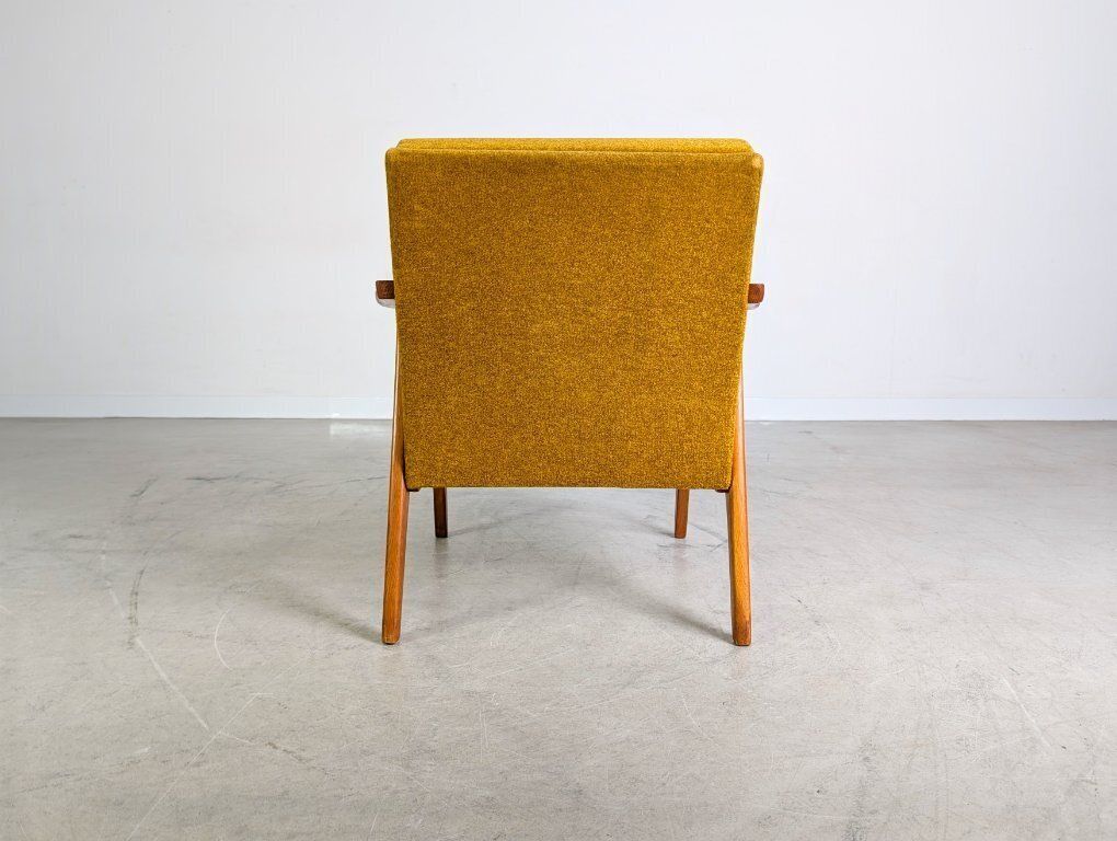 Midcentury Armchair Bouclé Easy Chair Vintage Retro Mustard Yellow photo vinterior