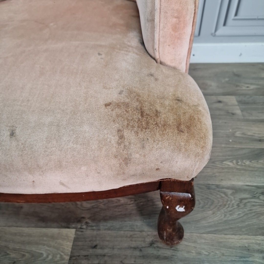 photo for sale Antique Decorative Armchair Carved Chair Upholstered High Back Edwardian