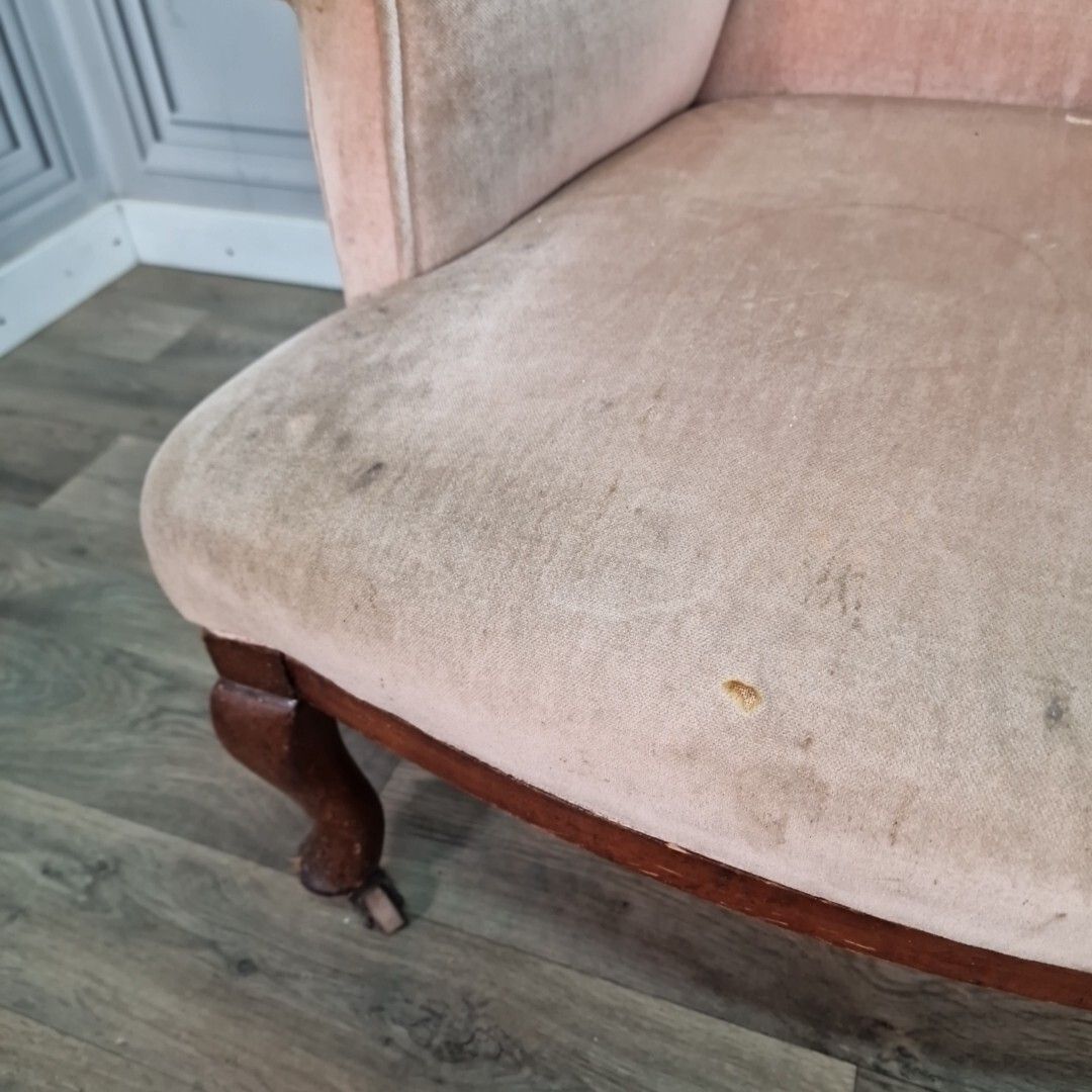 Furniture Antique Decorative Armchair Carved Chair Upholstered High Back Edwardian photo