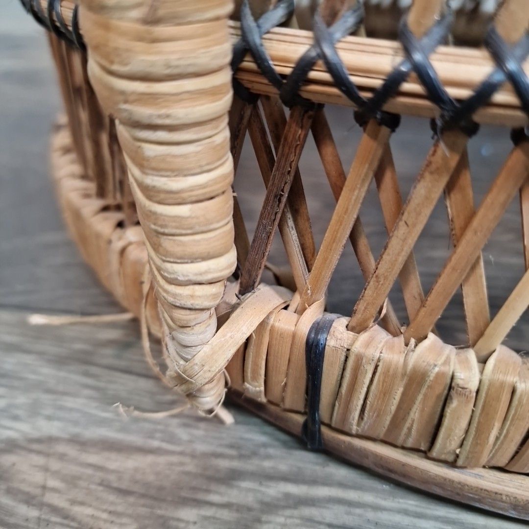 Retro Vintage Childs Chair Small Rattan Bamboo  Mid Century Seat Boho Tiki photo vintage