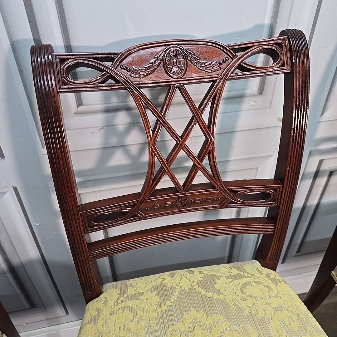 Regency Revival Dining Chairs – Carved Mahogany – Set 4 Antique Style Wooden photo 430.0