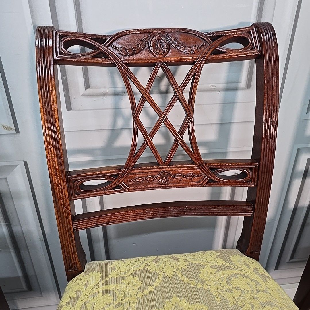 Regency Revival Dining Chairs – Carved Mahogany – Set 4 Antique Style Wooden photo buy