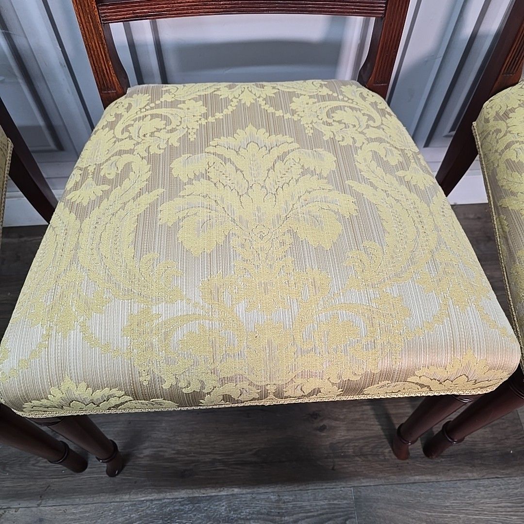 Regency Revival Dining Chairs – Carved Mahogany – Set 4 Antique Style Wooden photo vintage