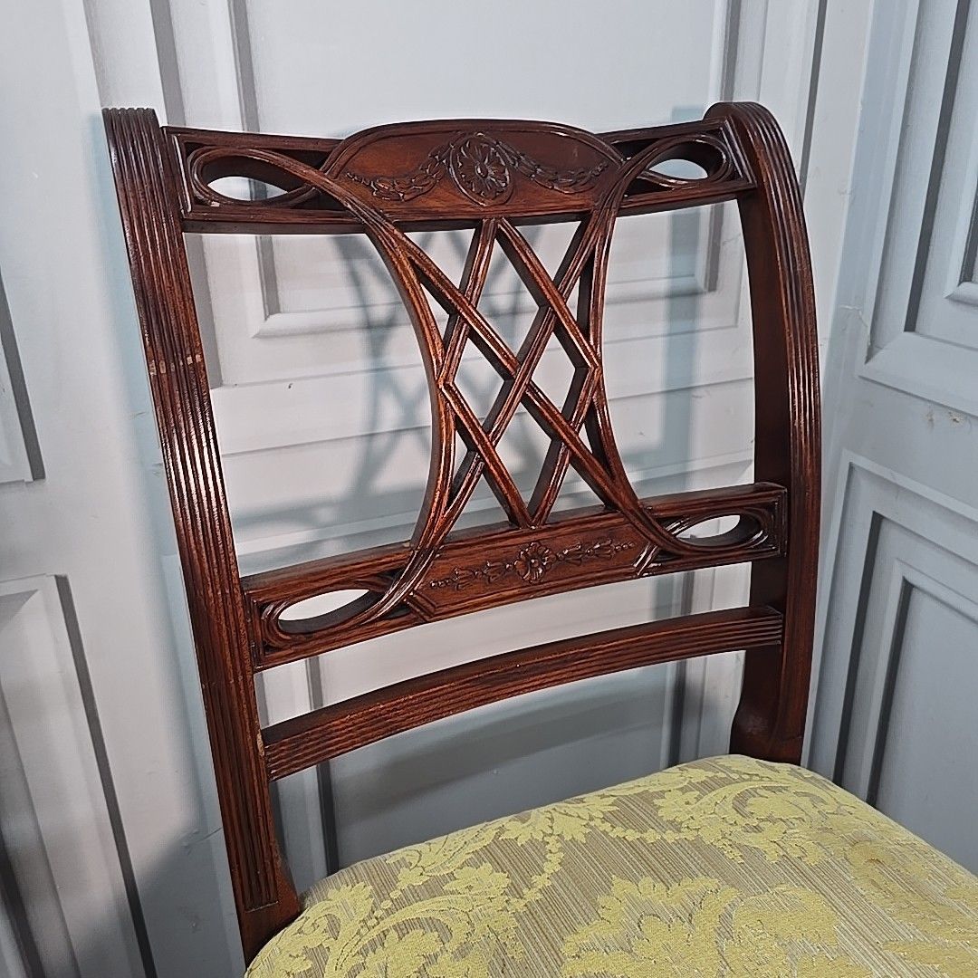 photo furniture Regency Revival Dining Chairs – Carved Mahogany – Set 4 Antique Style Wooden