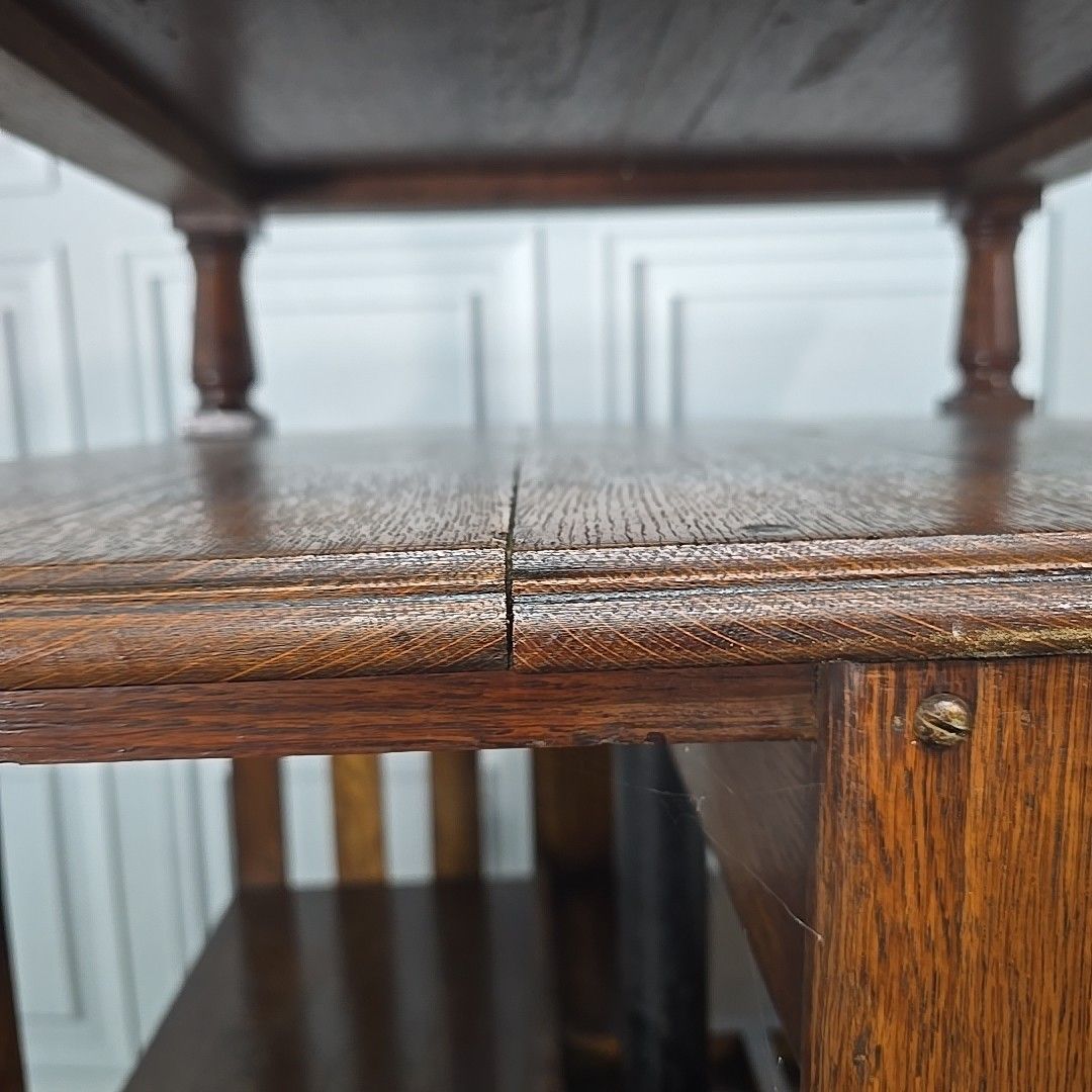photo buy Antique Oak Revolving Bookcase – Large Library Shelf Table Victorian Solid Wood