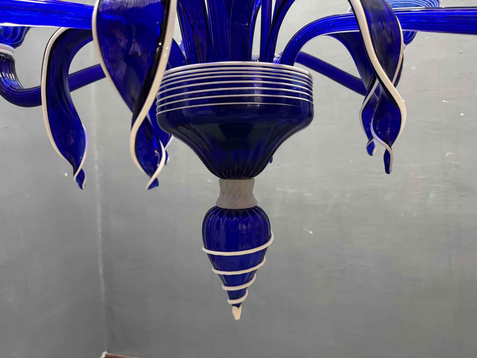 photo for sale Vintage Blue And White Murano Chandelier, Italy, 1980s