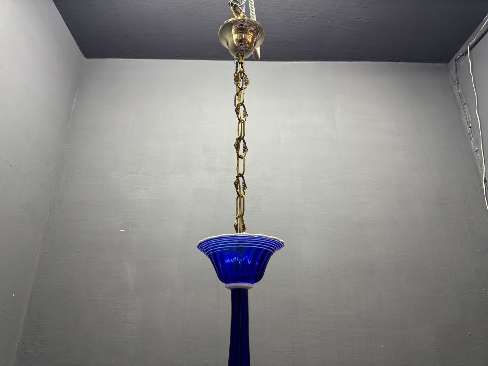 1500.0 Vintage Blue And White Murano Chandelier, Italy, 1980s photo