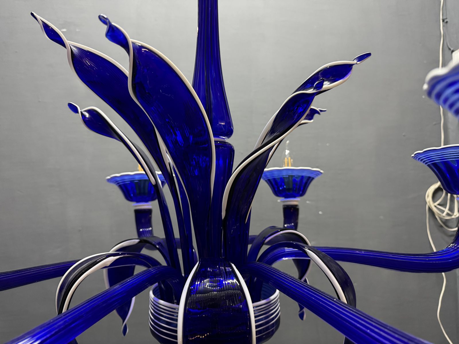 photo buy Vintage Blue And White Murano Chandelier, Italy, 1980s