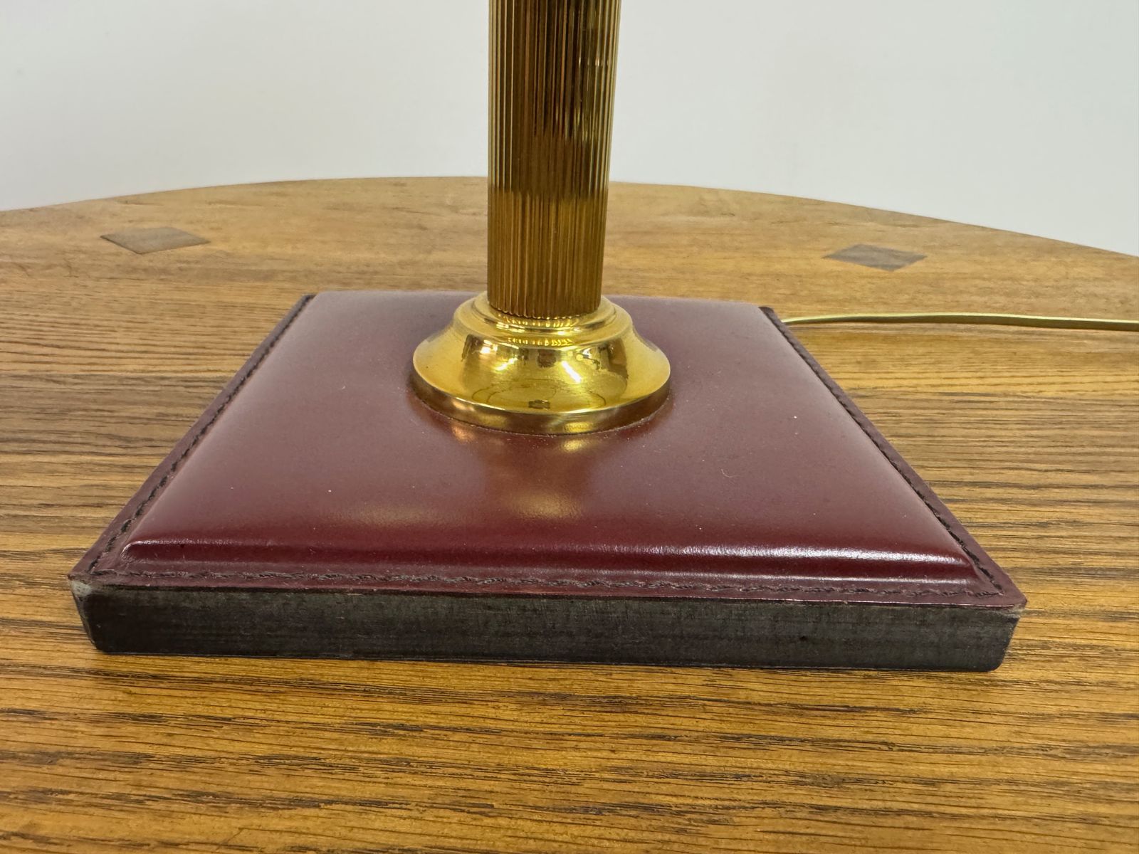 Red Leather Table Lamp In The Style Of Jacques Adnet, France photo for sale